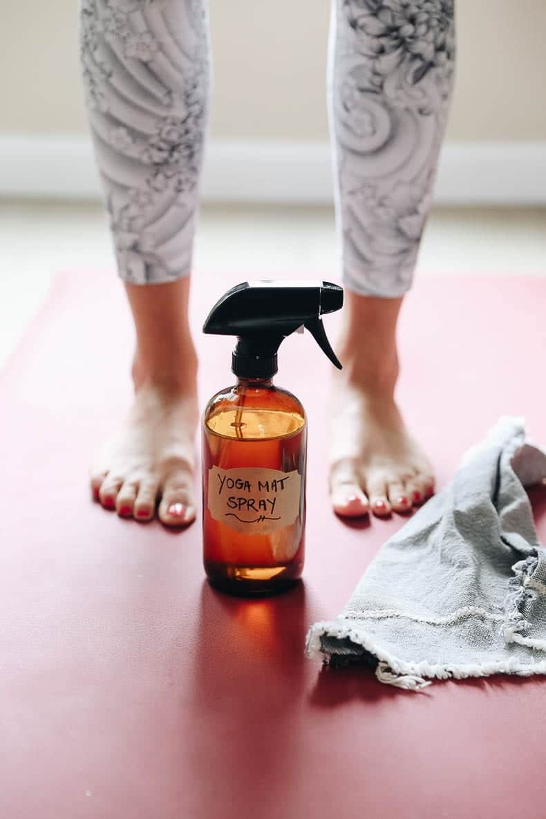DIY Yoga Mat cleaner made from natural ingredients like witch hazel and essential oils so you can keep your mat clean and your body healthy!