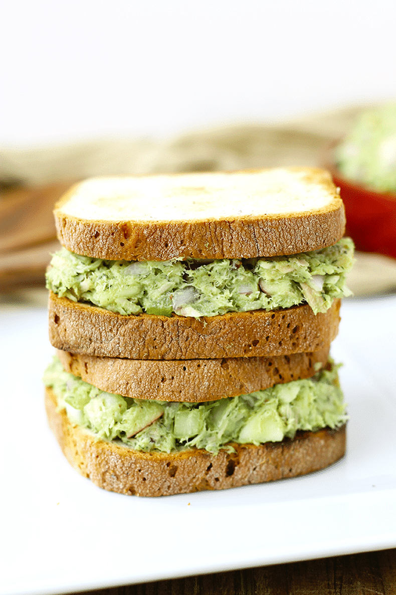 avocado tuna salad on bread